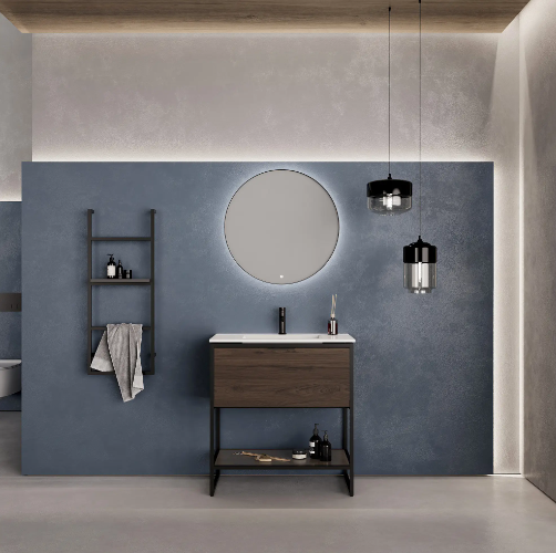 Móvel Metalic Preto/Nogal 