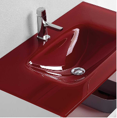  Lavatório Vidro Vermelho 80cm  