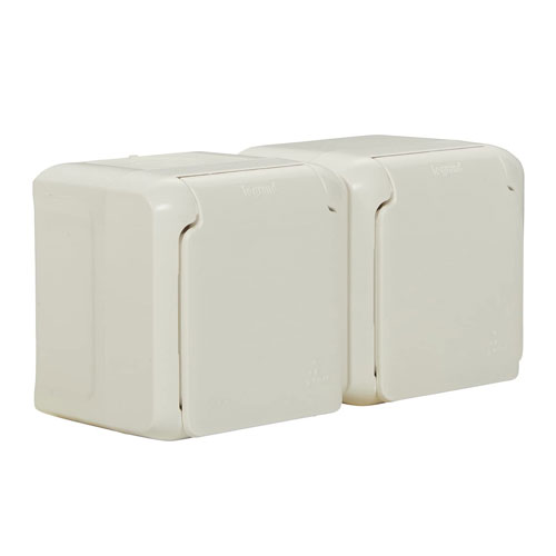Tomada dupla 2P+T IP44 FORIX CINZENTO