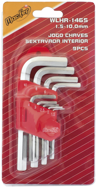 Jogo de Chaves Sextavadas 1,5 a 10mm  | Ref. WLHR-146S 0037.0074- MACFER