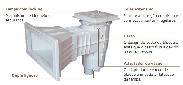 Skimmer de boca larga para piscinas em betão- BLUEZONE WATER