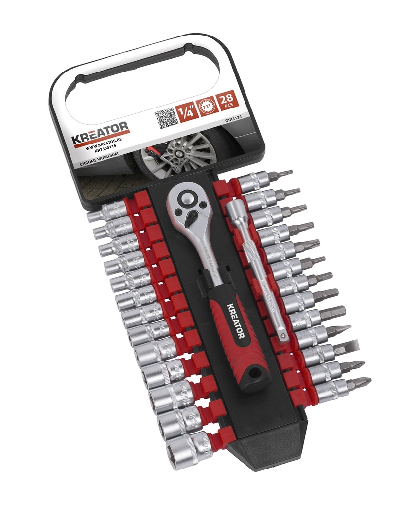 Jogo de Chave de Roquete 1/4 + 28 Pontas | Ref. KRT500115  - KREATOR