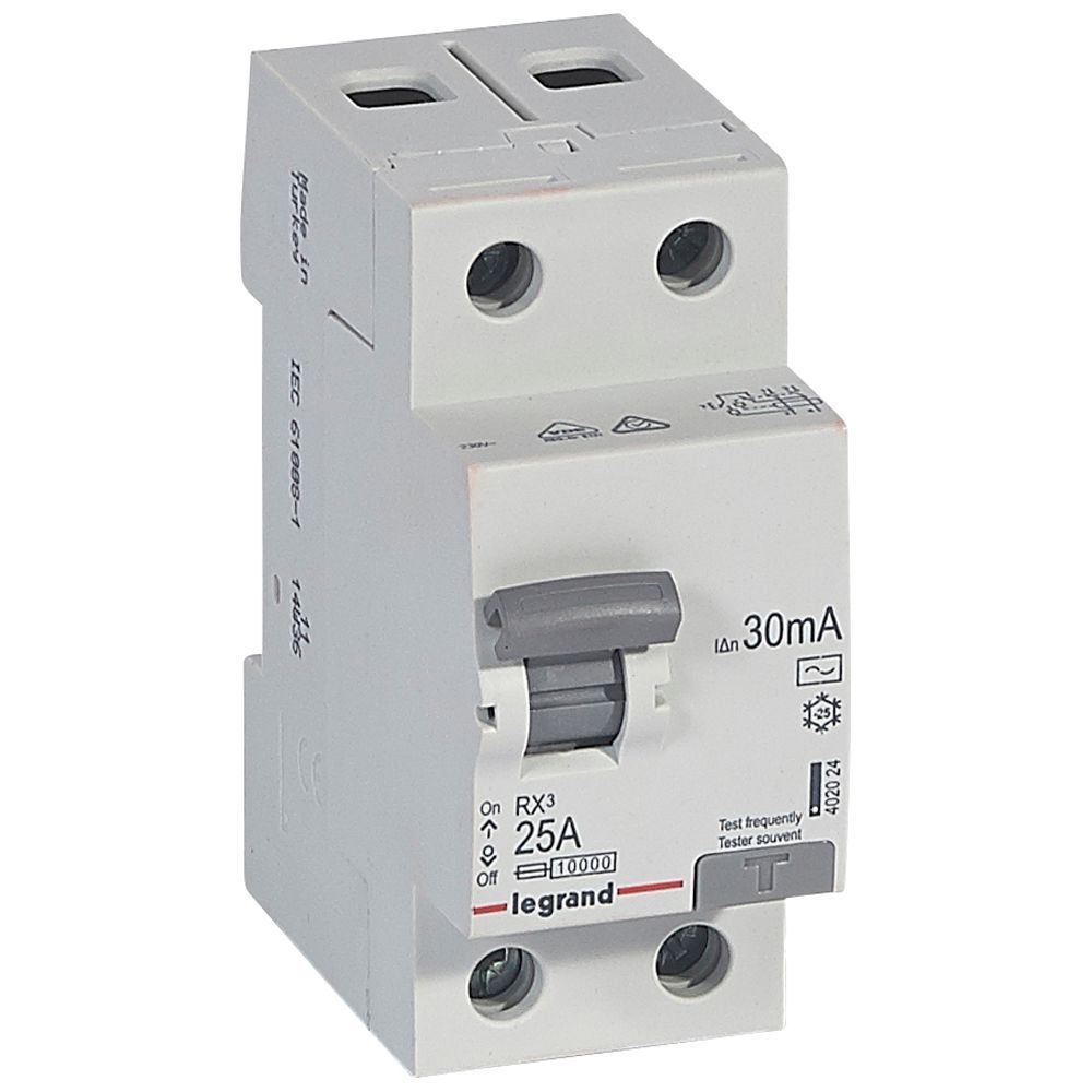 RX3  Interruptor Diferencial. 2P 25A 30mA AC 4.5Ka  Ref. 402024  - LEGRAND