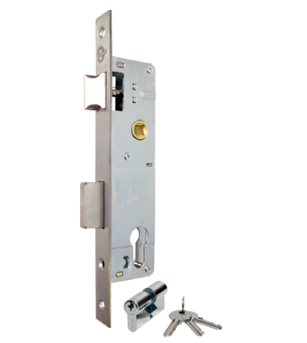 Fechadura para aluminio 728x20 com cilindro Inox