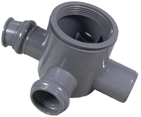 Sifão em PVC com medidas de saída múltiplas. 110/40/50x80. |  Ref.  2032301