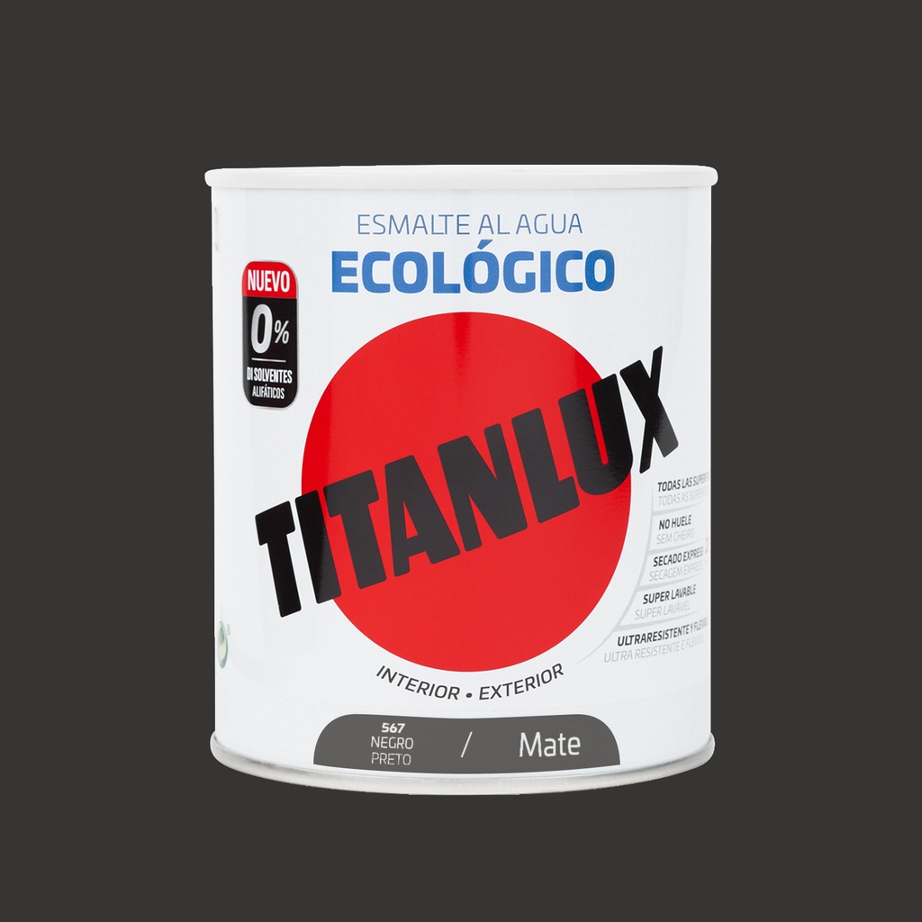 Titanlux Ecologico Mate Preto 750ml | Ref. 0567