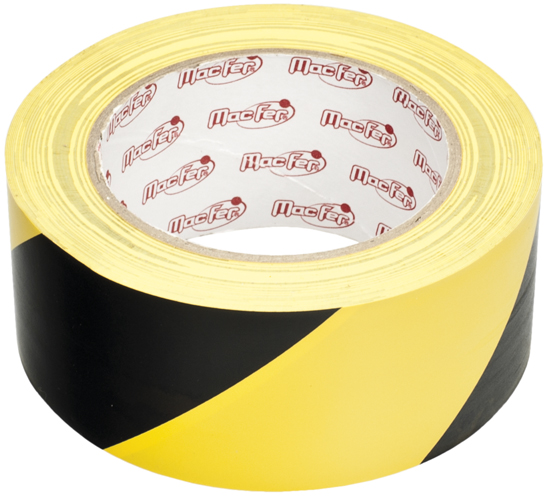 Fita de pavimento PVC 50mm x 30m preta/amarela| Ref. 040.0037 –