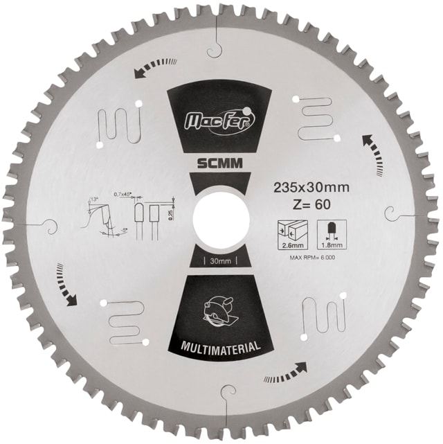 Disco multimaterial Macfer 235x30mm Z60 | Ref. 125.0071