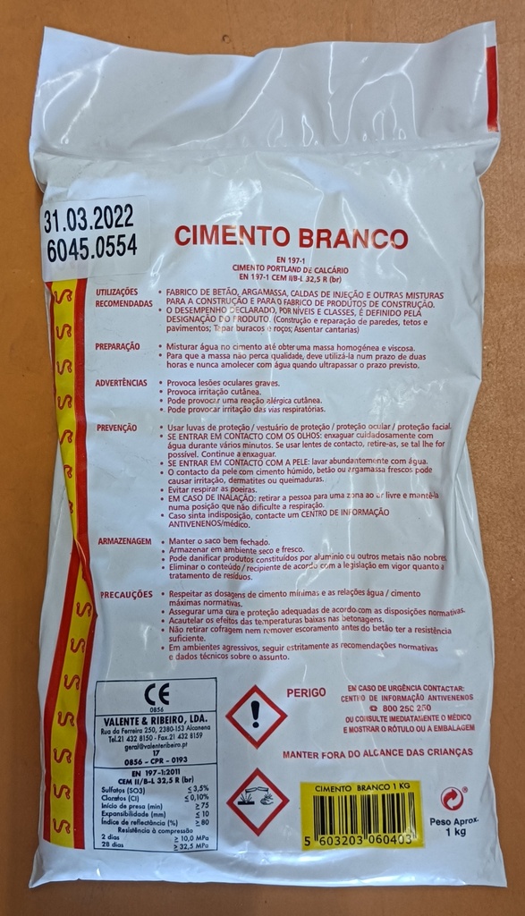 Cimento branco1 KG | Ref.  6040