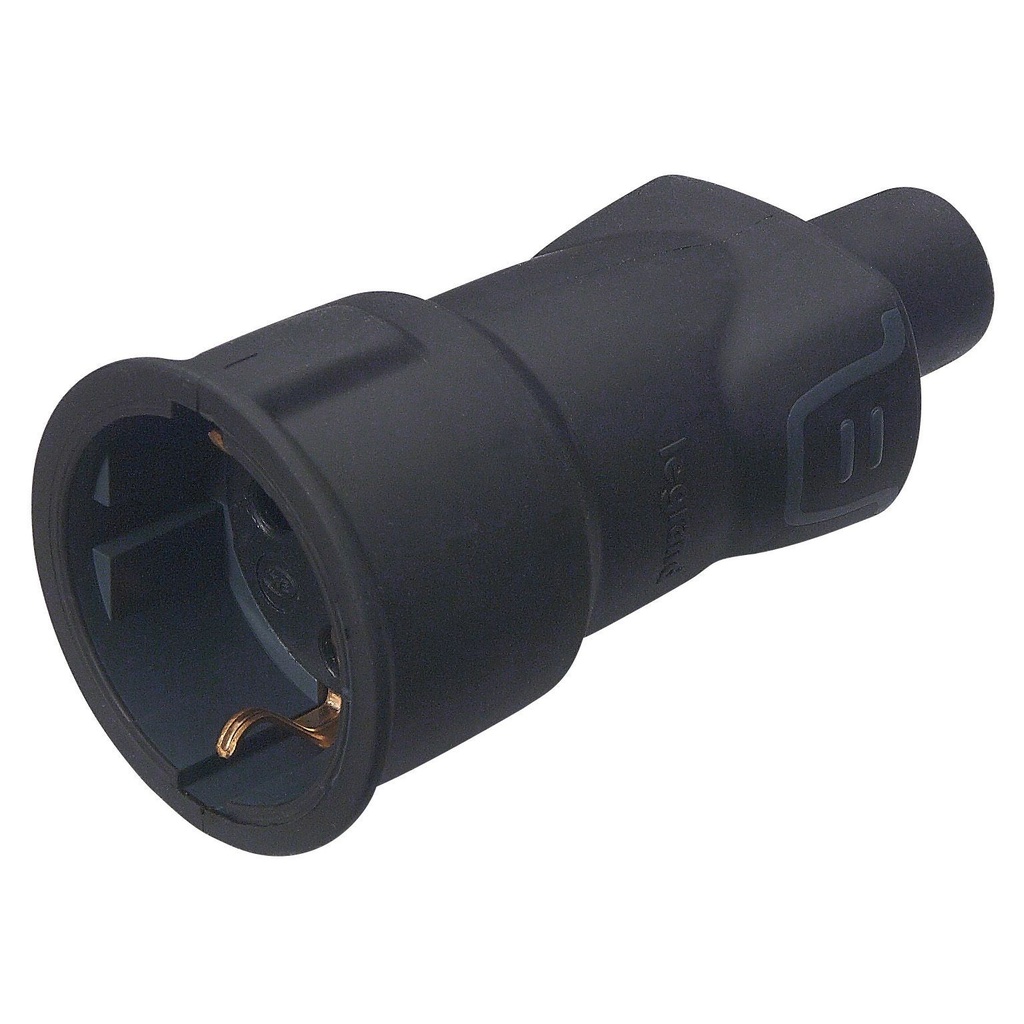 Ficha fêmea dois polos + terra borracha  | Ref.GSB 50197