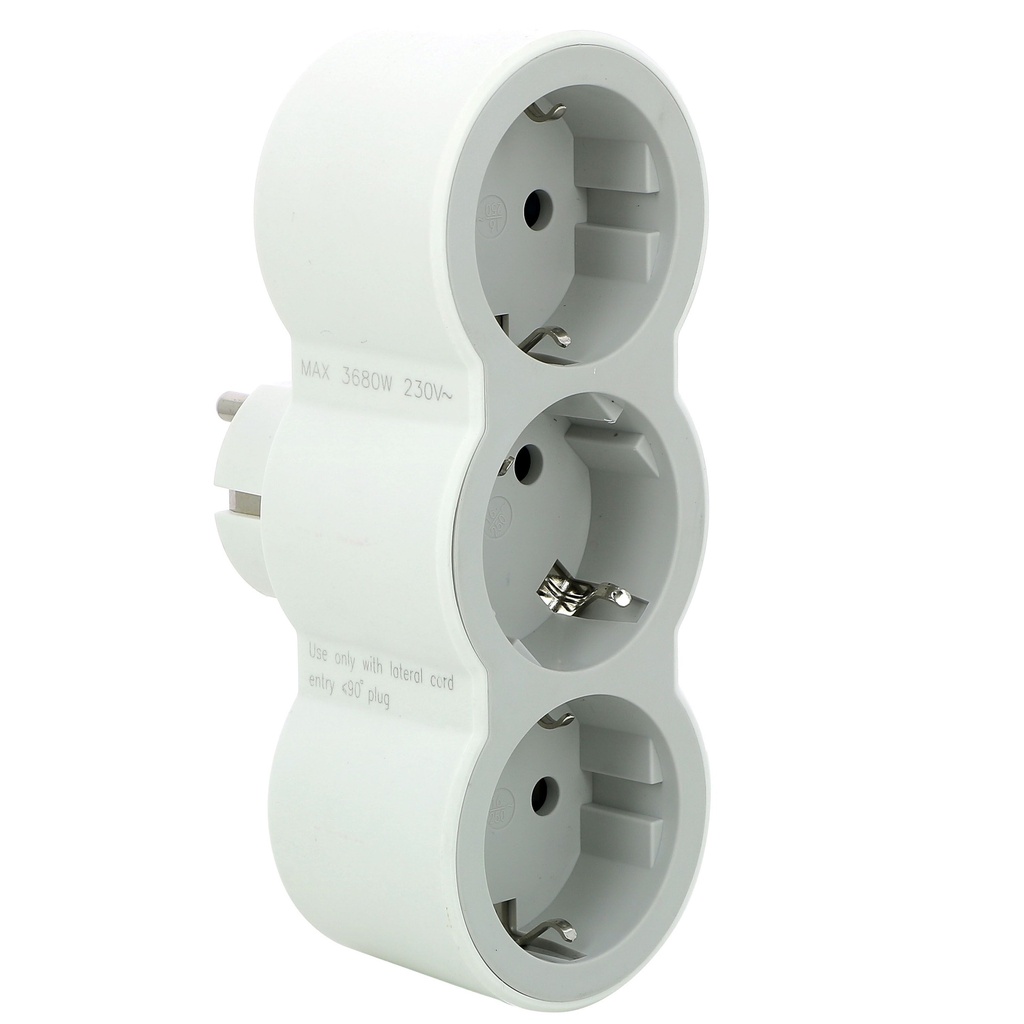Ficha Tripla dois polos + terra Frontal branco/cinzento 694518 | Ref.