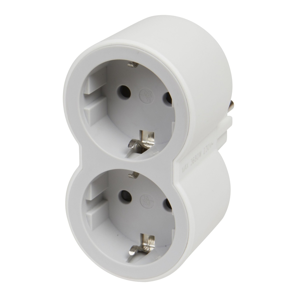 Ficha Dupla  (2polos + terra)  Frontal branco/cinzento 694516 |