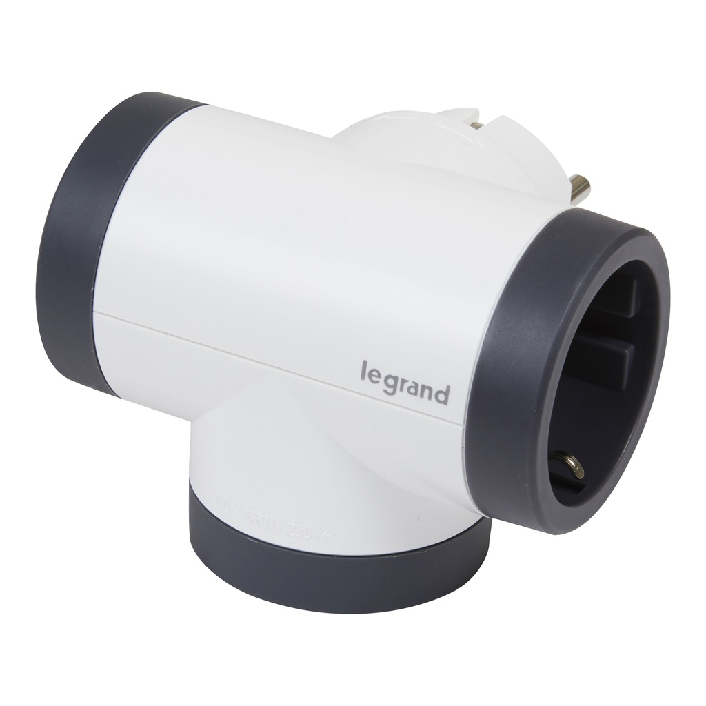 Ficha Tripla 2  polos + terra Rotativa branco/cinzento 694521 |