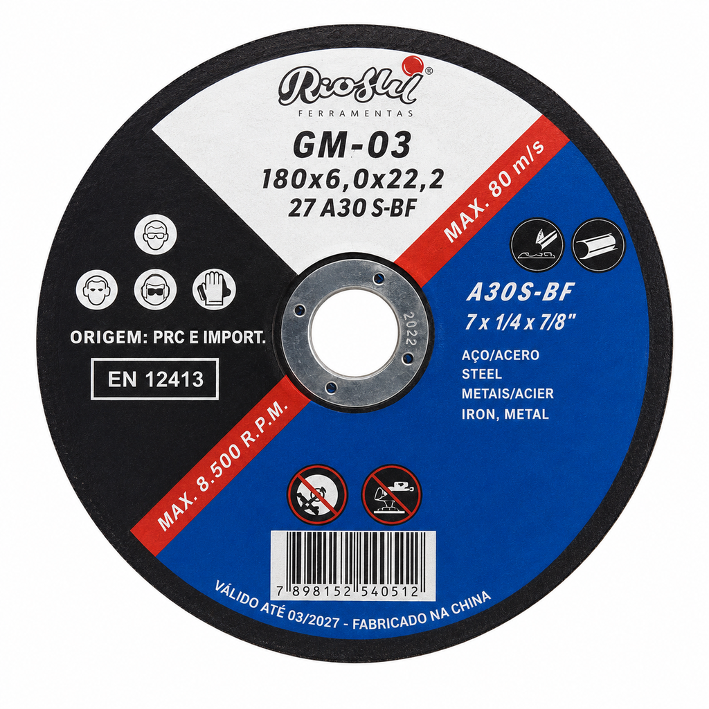 Disco de Rebarbar Ferro 115 × 6 × 22,2 mm GM-01 