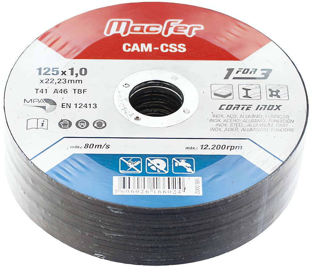 Disco de  Corte inox 115 × 1 × 22,2 CAM-CSS  | Ref. 166.0001 –  MACFER