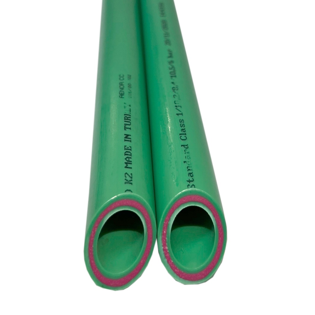Tubo PPR verde com fibra  de vidro 20x2,8 - 3,9 mt Vara 