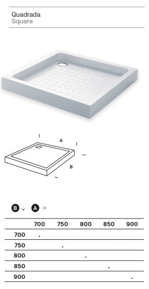 Base de Duche Clássica 75x75 AD sem válvula  – ASD