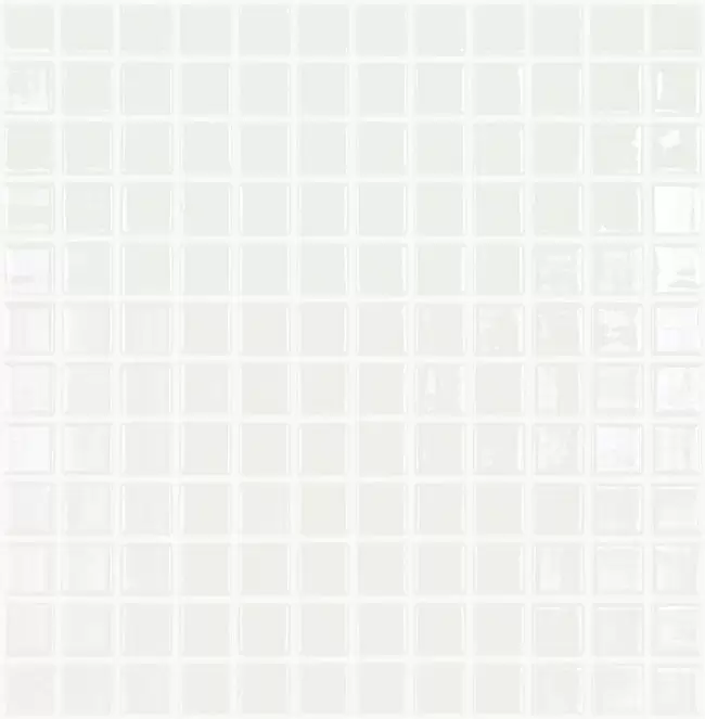 Mosaico em pastilha de vidro 2,5x2,5 Ref 100 A Branco Malha | Ref. 100 – Vidrepur 