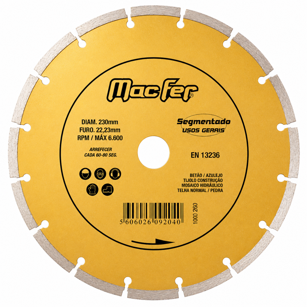 Disco Diamantado Segmentado Macfer 115 mm — Ref. 092.0001