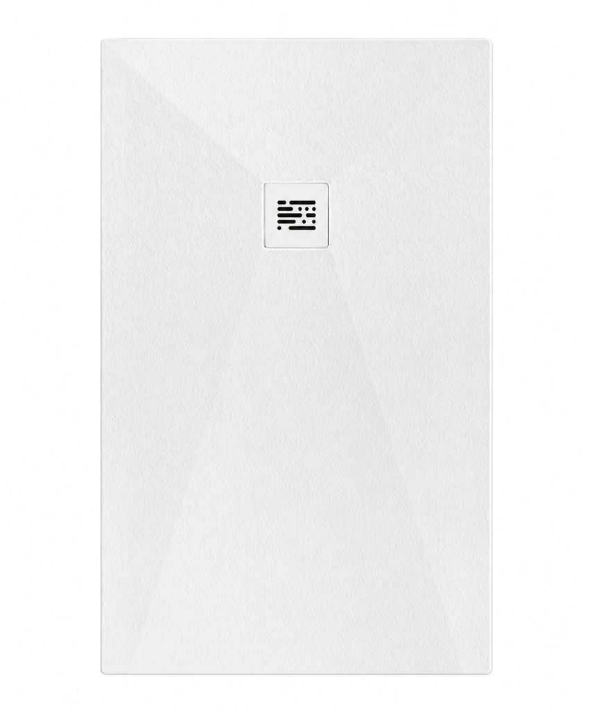 Base de Duche Planstone Pedra 120x70 cm Branca com Válvula