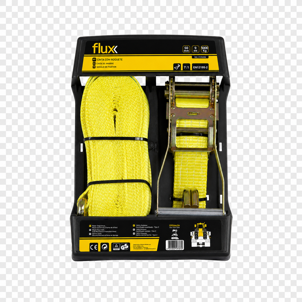 Cinta com Roquete FLUX 50 mm x 9 m - 5000 kg - Ref. FCR5095