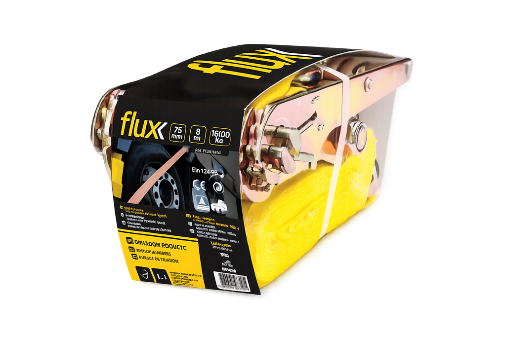 Cinta com Roquete FLUX 75 mm x 9 m - 10000 kg - Ref. FCR75910