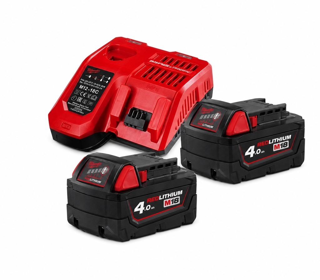 Kit Bateria + Carregador Milwaukee M18 NRG-402 18V 4.0Ah