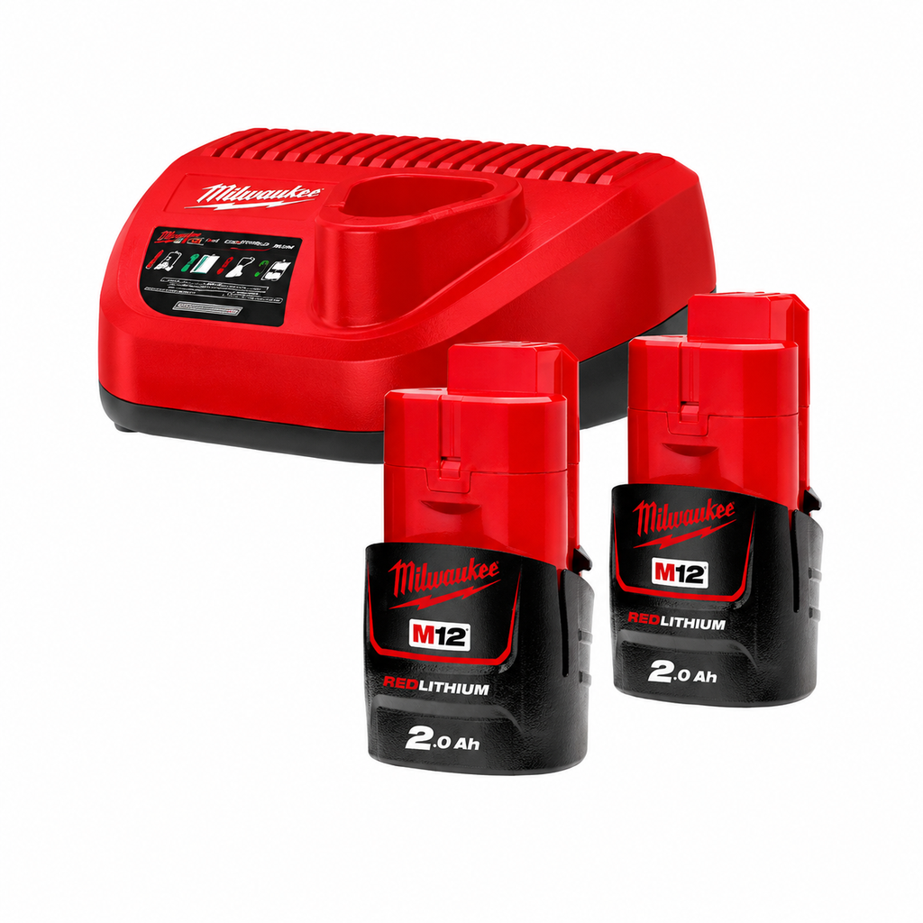 Kit Bateria + Carregador Milwaukee M12 NRG 2.0Ah