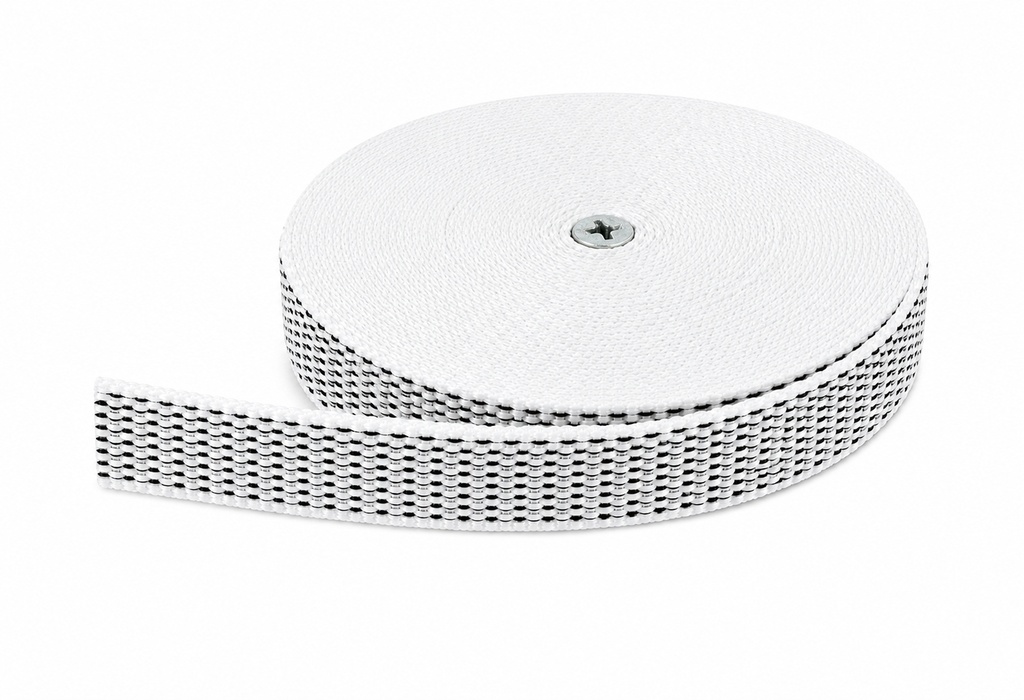Fita para Estor Nylon 20 mm Branca/Preta 6 m  | Ref. 009.0161