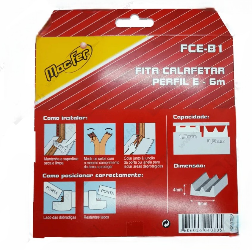 TFT Fita Calafetar Perfil E FCE-B1 9x4mm 6m Branco