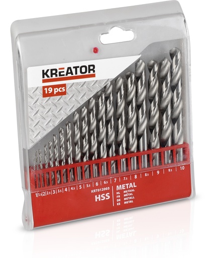 [KRT012003] Jogo 19 Brocas Metal HSS 1-10MM | Ref: KRT012003 - KREATOR 