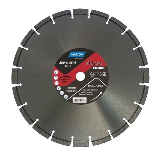 [70512101251550] Disco de diamante Betão + Asfalto Vulcan Combo  350 x 25,4 mm |