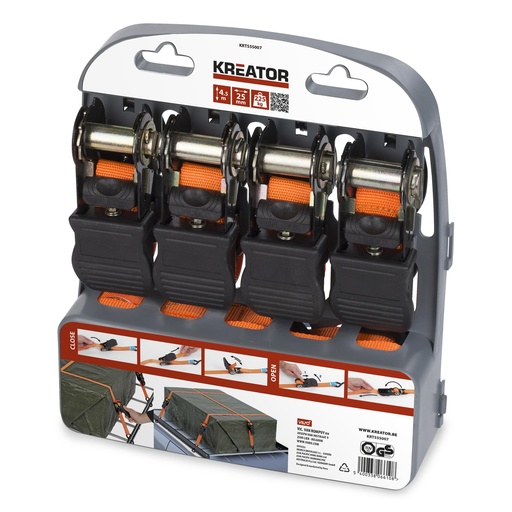 [KRT555007] Jogo com 4 Cintas com Roquete 4,5m 450kg  | Ref. KRT555007- KREATOR