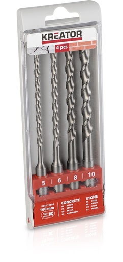 [KRT012602] Jogo Brocas SDS Plus 5-6-8-10X160MM| Ref. KRT012602
