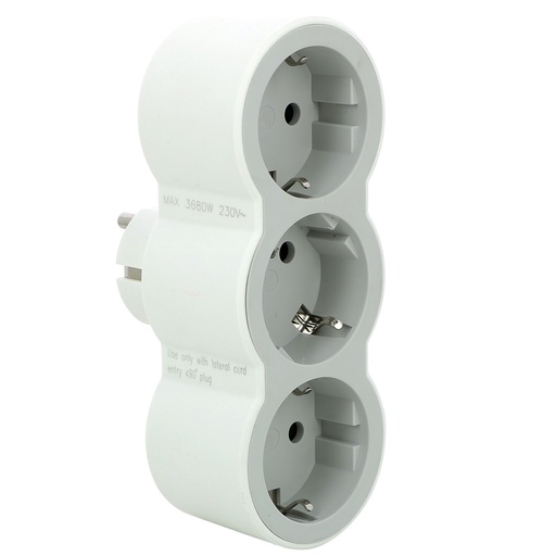 [926121694518] Ficha Tripla dois polos + terra Frontal branco/cinzento 694518 | Ref.