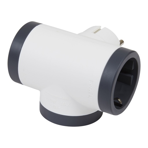 [926121694520] Ficha Tripla dois polos + terra Lateral branco/cinzento 694520 | Ref.