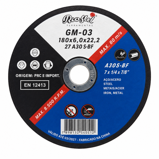 [10191211650020] Disco de Rebarbar Ferro 115 × 6 × 22,2 mm GM-01 