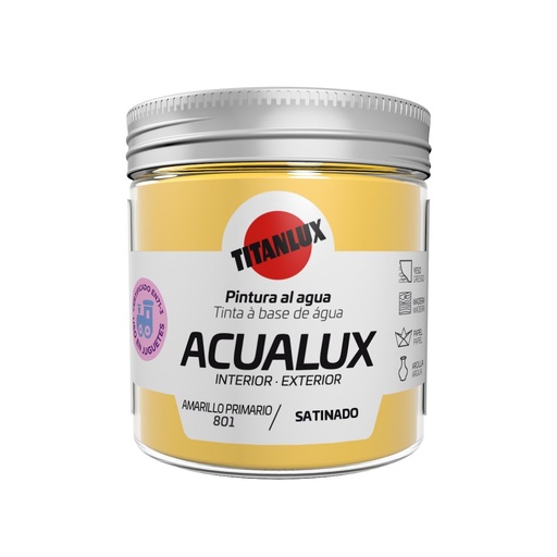 [#TIT10373525699561] Titanlux Acualux Amarelo acetinado 0801 75ml | Ref. 5699561  