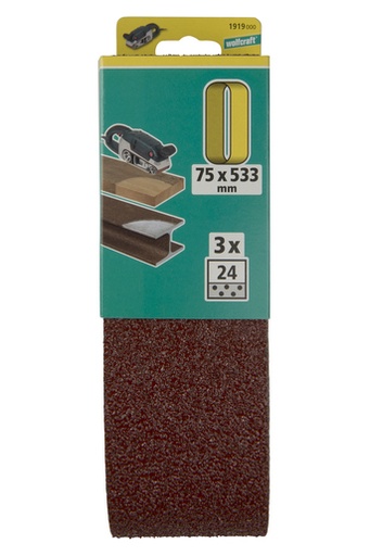 [10581920000] Cinta de lixa 75x533mm GR80 (3un) | Ref. 1920000 - WOLFCRAFT