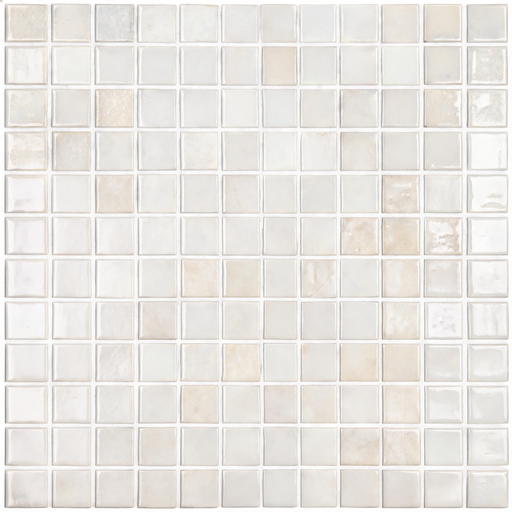 [348721000010043] Mosaico em pastilha de vidro 2,5x2,5 Ref 100 A Branco Malha | Ref. 100 – Vidrepur 