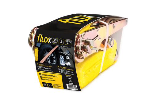 [1309FCR75910] Cinta com Roquete FLUX 75 mm x 9 m - 10000 kg - Ref. FCR75910